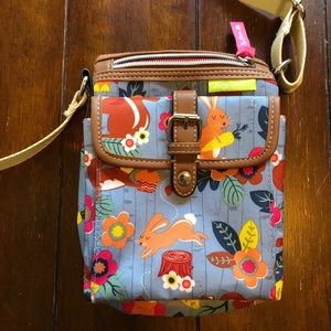 Lily bloom cross body bag blue woodland creatures